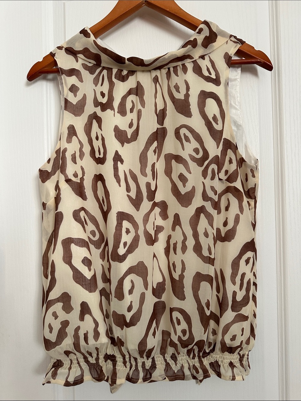 WD.NY Cream and Brown Leopard Print Sleeveless Camisole